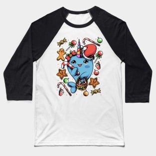 Narwhal Beach Christmas Cookies And Candy Baseball T-Shirt